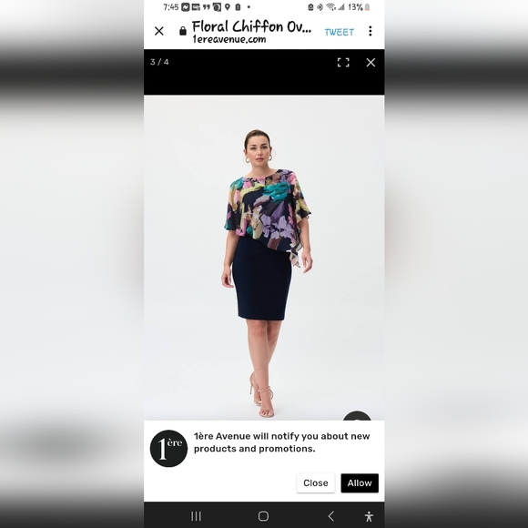 Joseph Ribkoff Floral Chiffon Overlay Dress NWT G100 - Picture 3 of 7